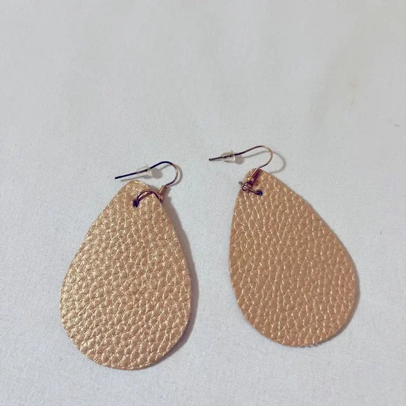 🤎 Brown Leather Teardrop Earrings - Picture 1 of 2